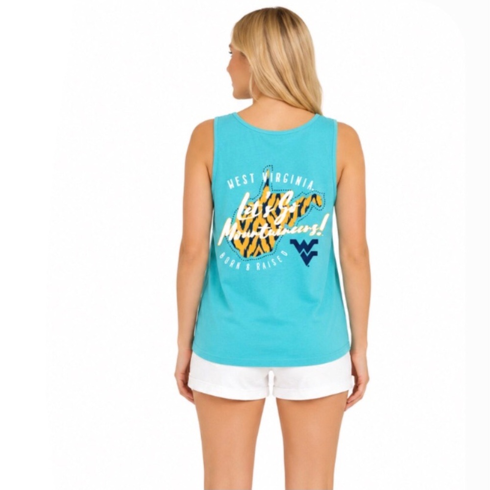West Virginia Mountaineers Tank Top T Shirt Size Small Front & Back Logos New